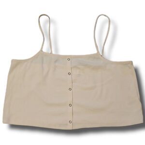 Bp. Womens Button Up Ribbed Crop Top Light Peach Size 1x NWOT